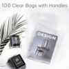 100 Clear Plastic Bags With Handles 1.5Mil Merchandise Bags 23cm x 30cm (9”x12”) Thick Glossy Retail Bags and Shopping Bags For Small Business... - Image 2